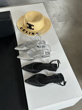 LBSFY  -  Pointed Toe Women Sandals 2024 New Arrivals Ankle Strap Black Silver Summer Flat Low Heeled Rhinestone Party Sandals Size 35-39